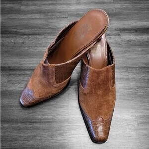 Vintage Coach & Four Brown Leather Suede Mules Women’s 7.5 EUC